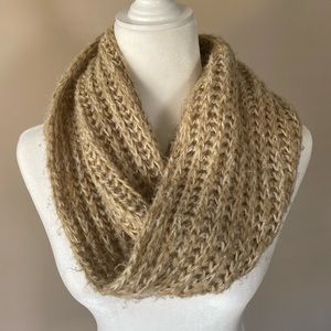 Tan Knit Cowl Neck Scarf